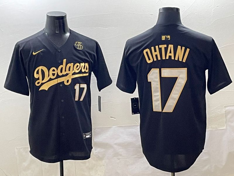 Men Los Angeles Dodgers 17 Ohtani Black Gold Nike 2025 MLB Jersey style 4249